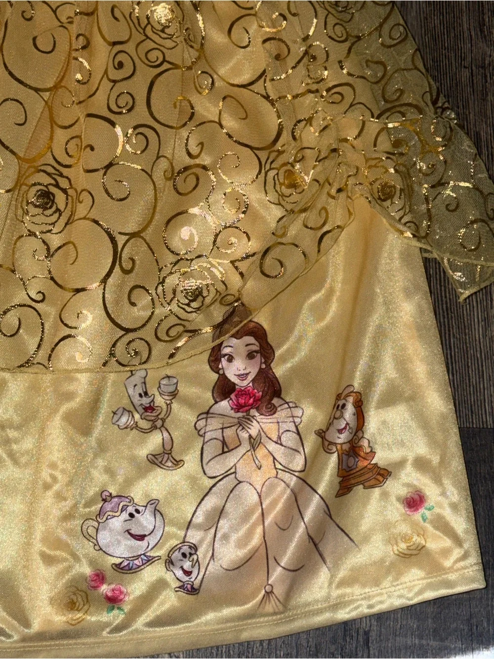 Disney Princess Belle Pajama Nightgown Size 3T Beauty & The Beast Yellow Gold - Picture 5 of 6